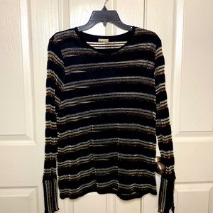 Zara Metallic Stripes Long Sleeve Top